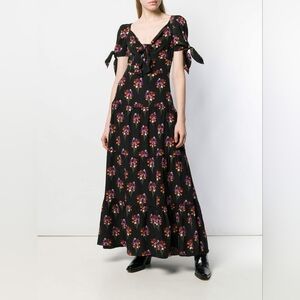 Borgo De Nor Black Maxi Dress with Purple Floral
